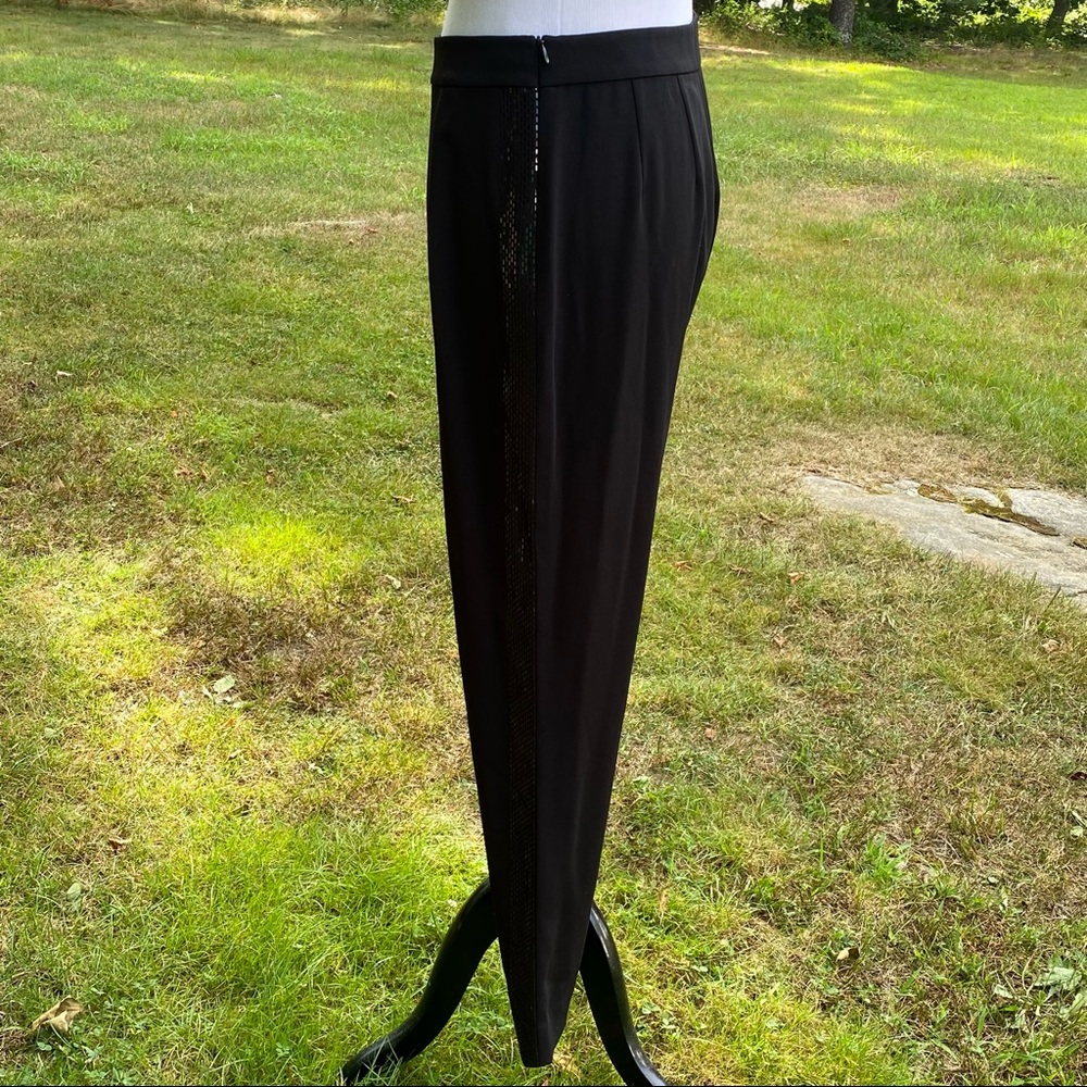 ST. JOHN PANTS BLACK STRAIGHT LEG HIGH RISE DIANA BLING ACCENT STRETCH SIZE 6